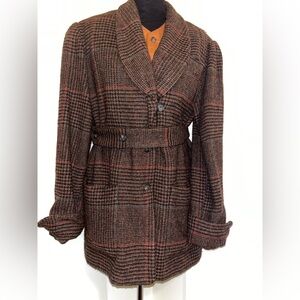 Vintage Cesarani 💯 Wool Tweed Plaid Blazer